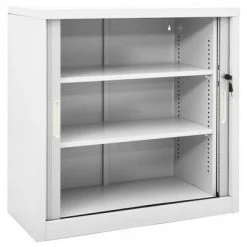 Cheapest ❤️ VidaXL Sliding Door Cabinet Gray 35.4"x15.7"x35.4" Steel 🌟 -Cabinets & Storage Sales image 6 336430