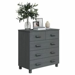 Discount ❤️ VidaXL Sideboard Dark Gray 31.1"x15.7"x31.5" Solid Wood Pine ⌛ -Cabinets & Storage Sales image 6 340422