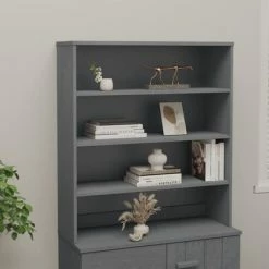 Best Pirce 🔔 VidaXL Top for Highboard Dark Gray 35.4"x11.8"x39.4" Solid Wood Pine 😀 -Cabinets & Storage Sales image 6 340434