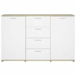 Outlet ✨ VidaXL Sideboard White and Sonoma Oak 47.2"x14"x29.5" Engineered Wood 😀 -Cabinets & Storage Sales image 6 801333