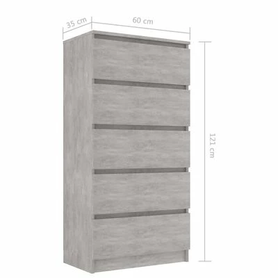 Cheapest ⭐ VidaXL Drawer Sideboard Concrete Gray 23.6"x13.8"x47.6" Engineered Wood ✨ 6 Cheapest ⭐ VidaXL Drawer Sideboard Concrete Gray 23.6"x13.8"x47.6" Engineered Wood ✨ - Image 6