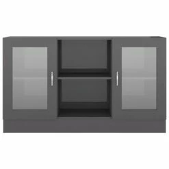 Hot Sale 👏 VidaXL Vitrine Cabinet High Gloss Gray 47.2"x12"x27.6" Engineered Wood 👍 -Cabinets & Storage Sales image 6 802794