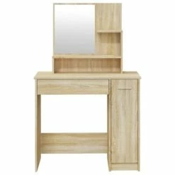Promo 😍 VidaXL 👗 Dressing Table with Mirror Sonoma Oak 34.1"x13.8"x53.5" ❤️ -Cabinets & Storage Sales image 6 802960