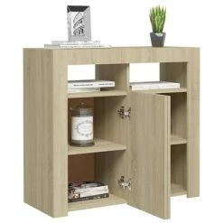 Discount 🎁 VidaXL Sideboard with LED Lights Sonoma Oak 31.5"x13.8"x29.5" ❤️ -Cabinets & Storage Sales image 6 804331