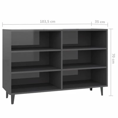 Best Sale 👏 VidaXL Sideboard High Gloss Gray 40.7"x13.8"x27.6" Engineered Wood 😉 6 Best Sale 👏 VidaXL Sideboard High Gloss Gray 40.7"x13.8"x27.6" Engineered Wood 😉 - Image 6