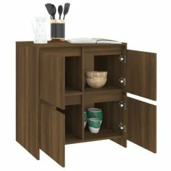 Best Sale 🛒 VidaXL Sideboard Brown Oak 27.6"x16.1"x29.5" Engineered Wood ❤️ -Cabinets & Storage Sales image 6 813013