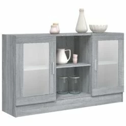 Best deal 🔔 VidaXL Vitrine Cabinet Gray Sonoma 47.2"x12"x27.6" Engineered Wood 👏 -Cabinets & Storage Sales image 6 815628