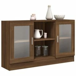 Best reviews of 😀 VidaXL Vitrine Cabinet Brown Oak 47.2"x12"x27.6" Engineered Wood 🛒 -Cabinets & Storage Sales image 6 815629