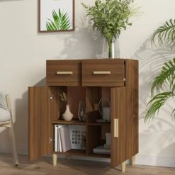 Budget 🧨 VidaXL Sideboard Brown Oak 27.4"x13.4"x35" Engineered Wood 😍 -Cabinets & Storage Sales image 6 817359